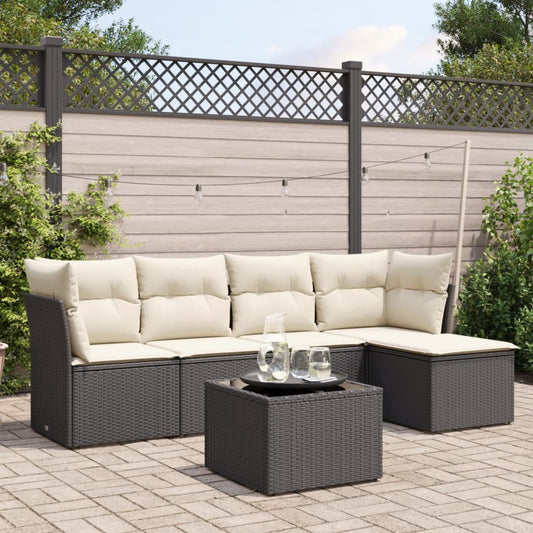 Sofasæt Til Haven 6 Dele Med Hynder Polyrattan Sort