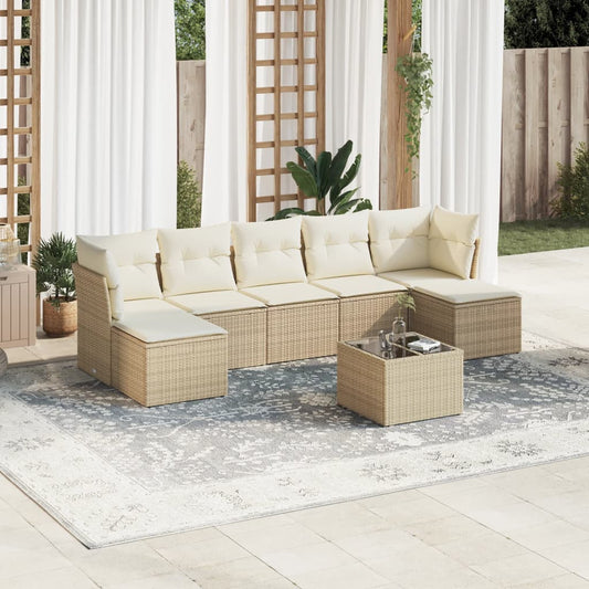 Sofasæt Til Haven 8 Dele Med Hynder Polyrattan Beige