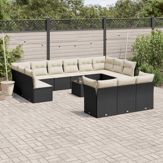 Sofasæt Til Haven 14 Dele Med Hynder Polyrattan Sort