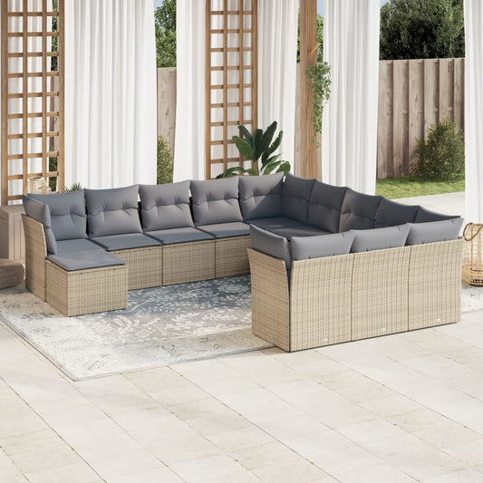 Sofasæt Til Haven 12 Dele Med Hynder Polyrattan Beige