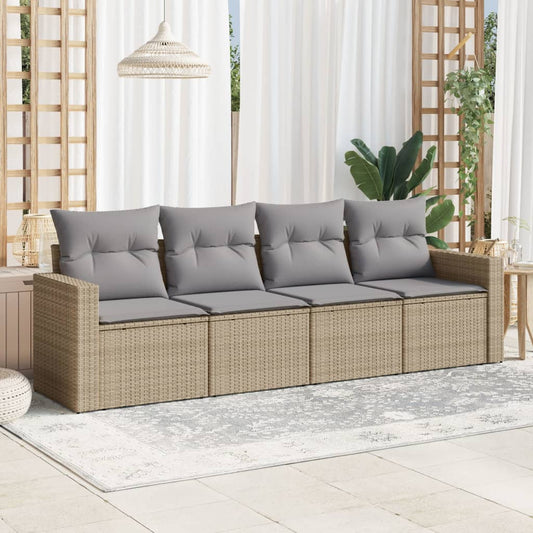 Sofasæt Til Haven 4 Dele Med Hynder Polyrattan Beige