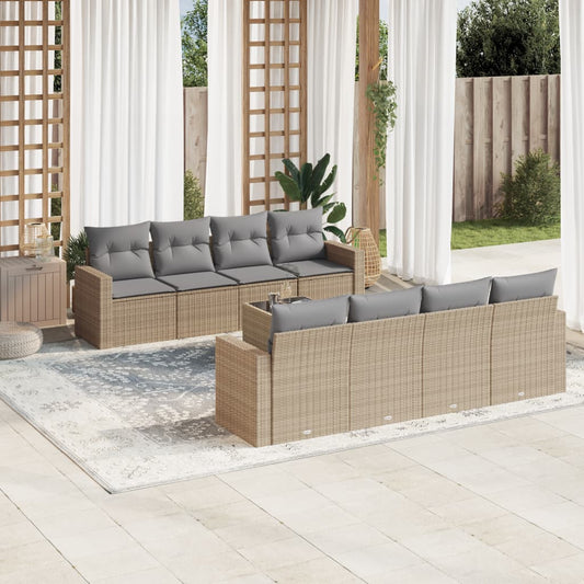 Sofasæt Til Haven 9 Dele Med Hynder Polyrattan Beige
