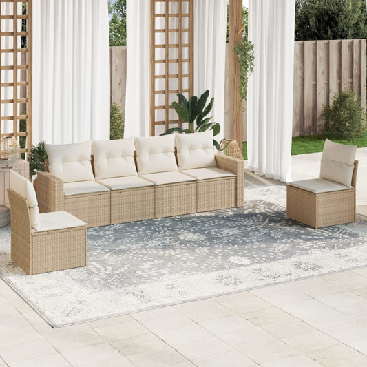 Sofasæt Til Haven 6 Dele Med Hynder Polyrattan Beige