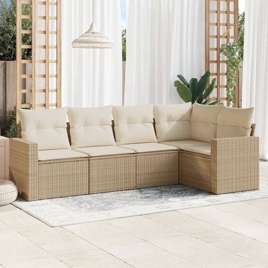Sofasæt Til Haven 5 Dele Med Hynder Polyrattan Beige