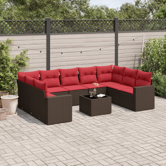 Sofasæt Til Haven 10 Dele Med Hynder Polyrattan Sort