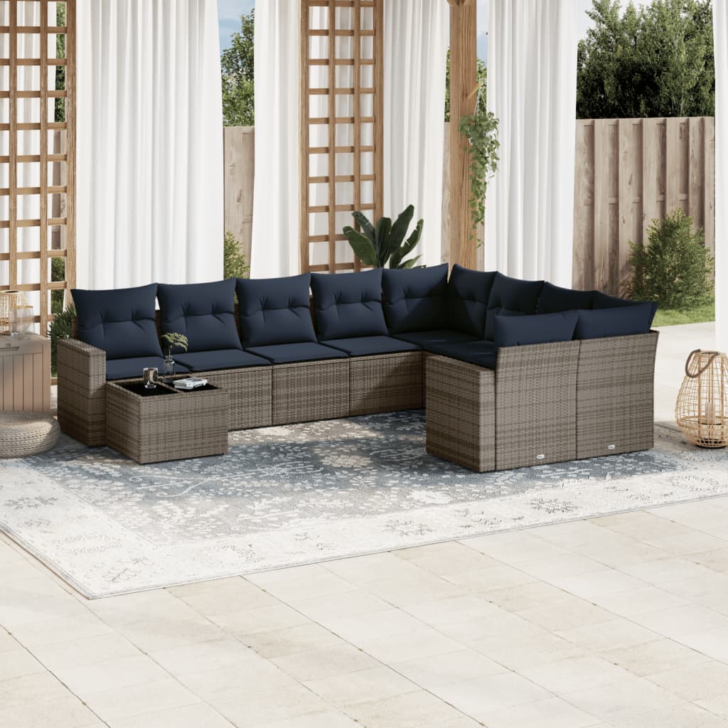 Sofasæt Til Haven 10 Dele Med Hynder Polyrattan Sort