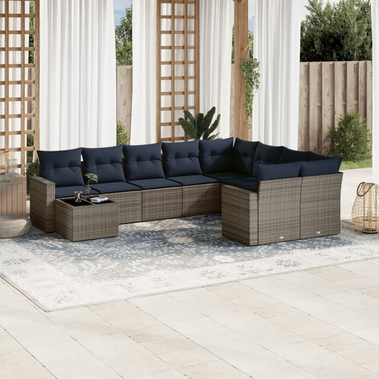 Sofasæt Til Haven 10 Dele Med Hynder Polyrattan Sort