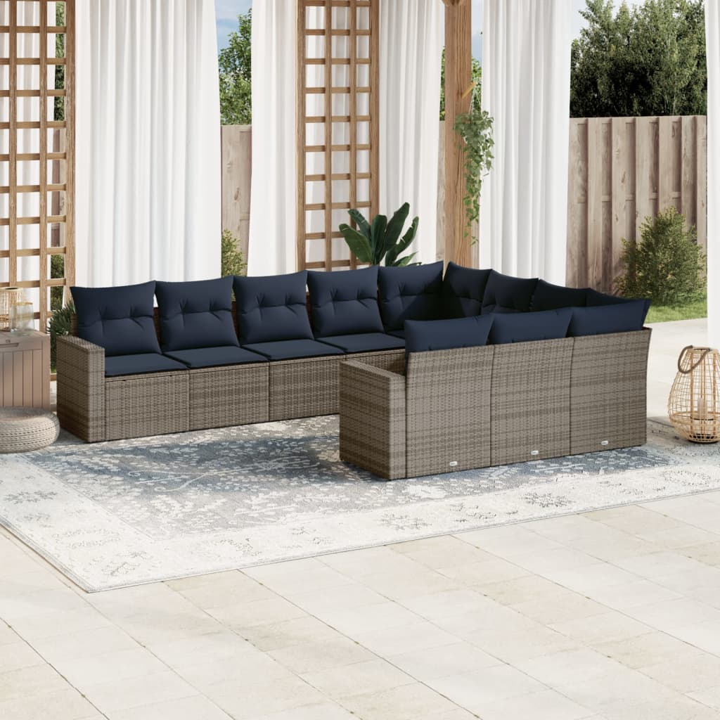 Sofasæt Til Haven 10 Dele Med Hynder Polyrattan Sort