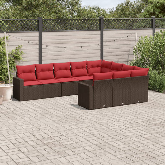 Sofasæt Til Haven 10 Dele Med Hynder Polyrattan Sort