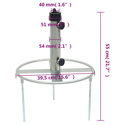Parasolholder Med Jordspyd Til Ø38/48 Mm Stang Stål Sølvfarvet - Billede 5