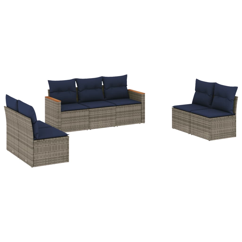 Havesofasæt Med 7 Dele Og Hynder Polyrattan - Billede 2