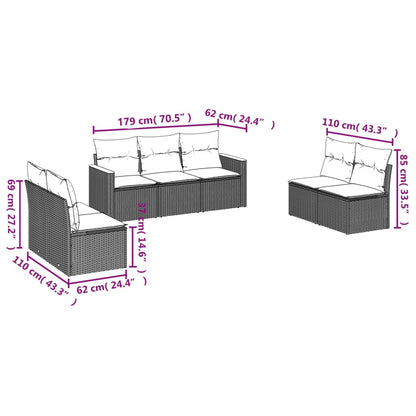 Havesofasæt Med 7 Dele Og Hynder Polyrattan - Billede 7