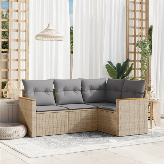 Sofasæt Til Haven 4 Dele Med Hynder Polyrattan Beige