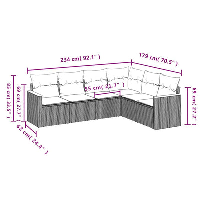 Havesofasæt Med 6 Hynder Polyrattan - Billede 7