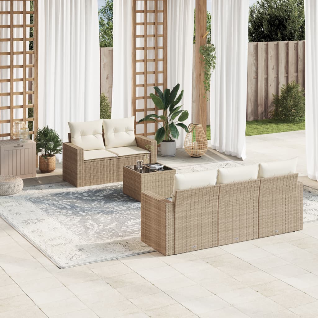 Sofasæt Til Haven 6 Dele Med Hynder Polyrattan - Hovedbillede