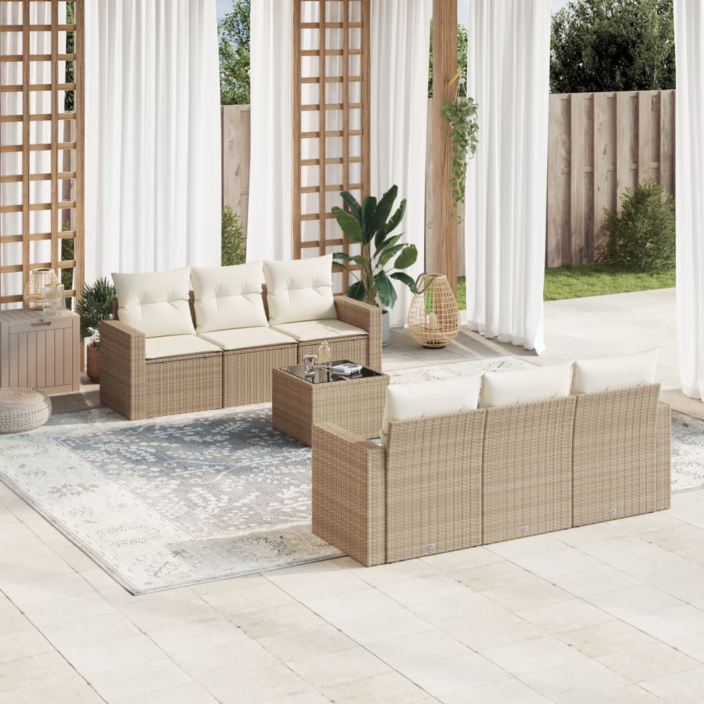 Sofasæt Til Haven 7 Dele Med Hynder Polyrattan - Hovedbillede