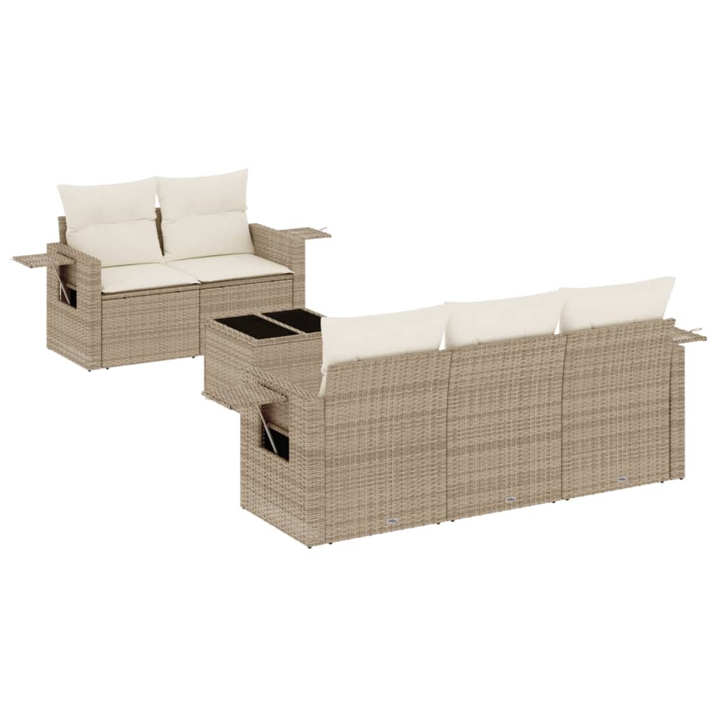 Sofasæt Til Haven 6 Dele Med Hynder Polyrattan - Billede 2