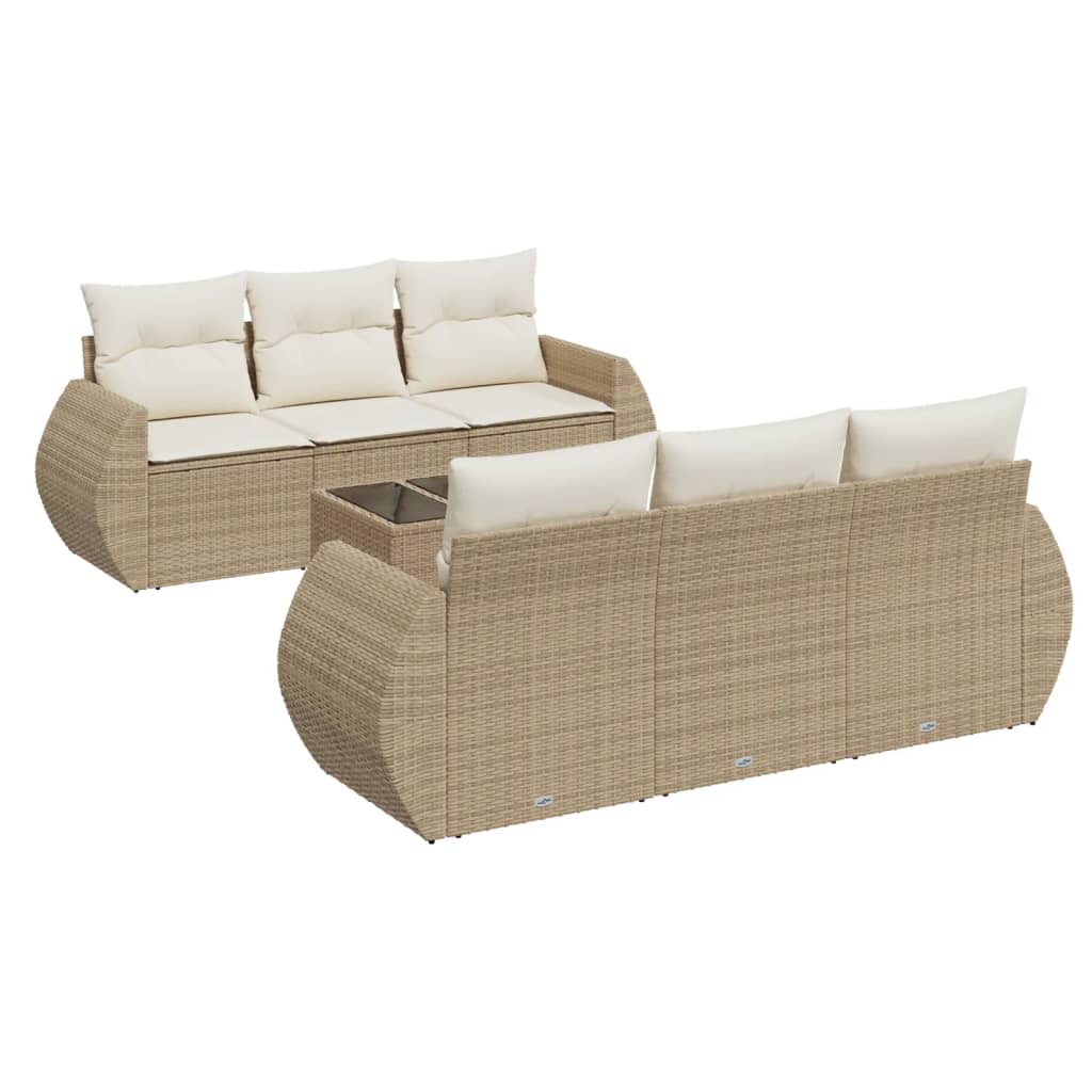 Sofasæt Til Haven 7 Dele Med Hynder Polyrattan - Billede 2