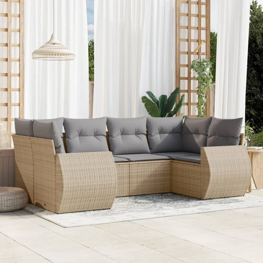 Sofasæt Til Haven 6 Dele Med Hynder Polyrattan Beige