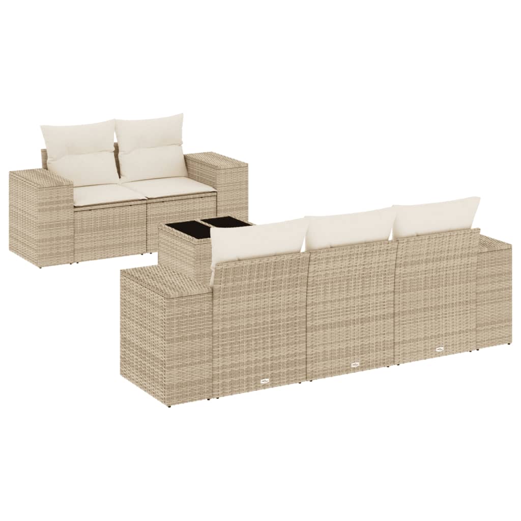Sofasæt Til Haven 6 Dele Med Hynder Polyrattan - Billede 2