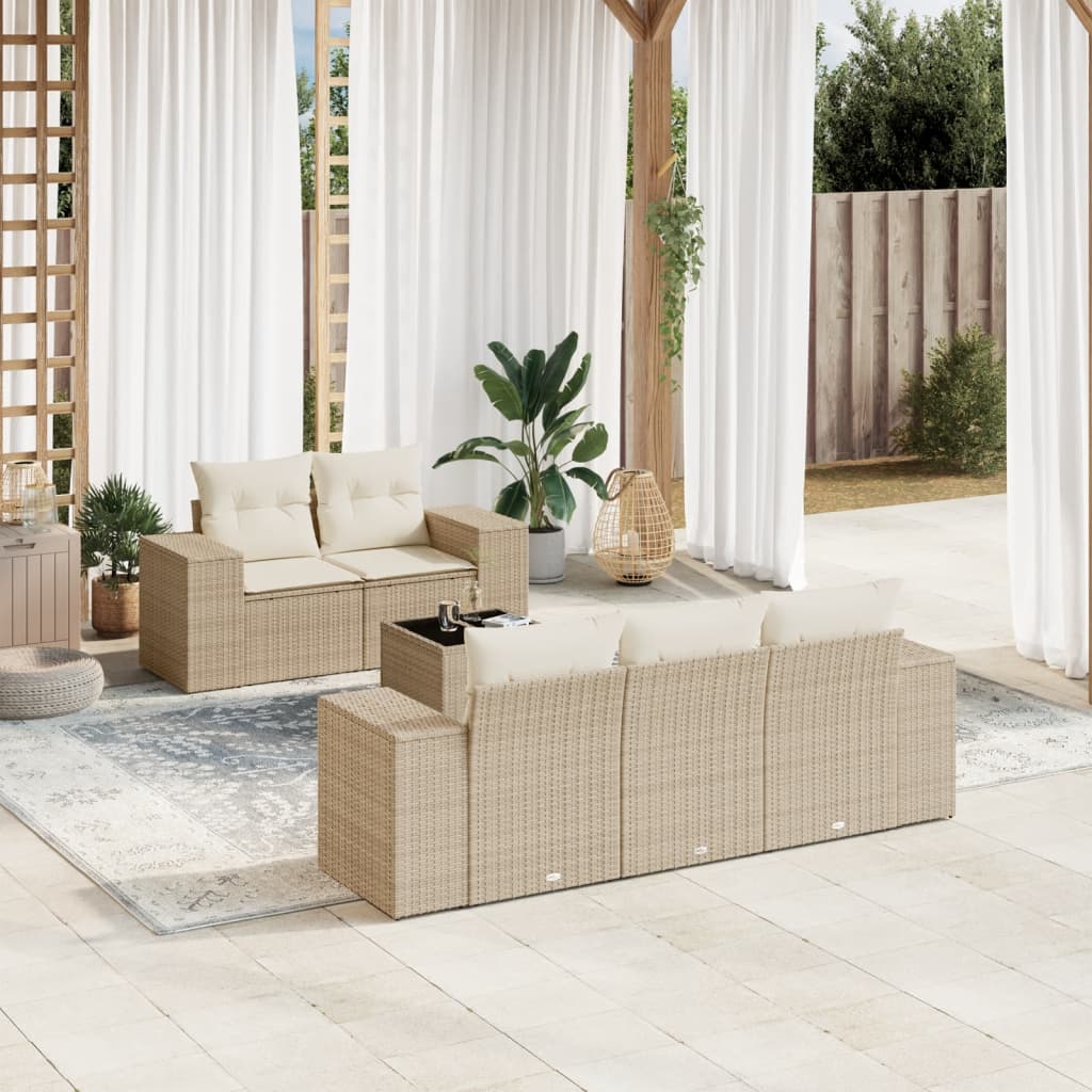 Sofasæt Til Haven 6 Dele Med Hynder Polyrattan - Hovedbillede