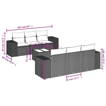 Sofasæt Til Haven 7 Dele Med Hynder Polyrattan - Billede 3