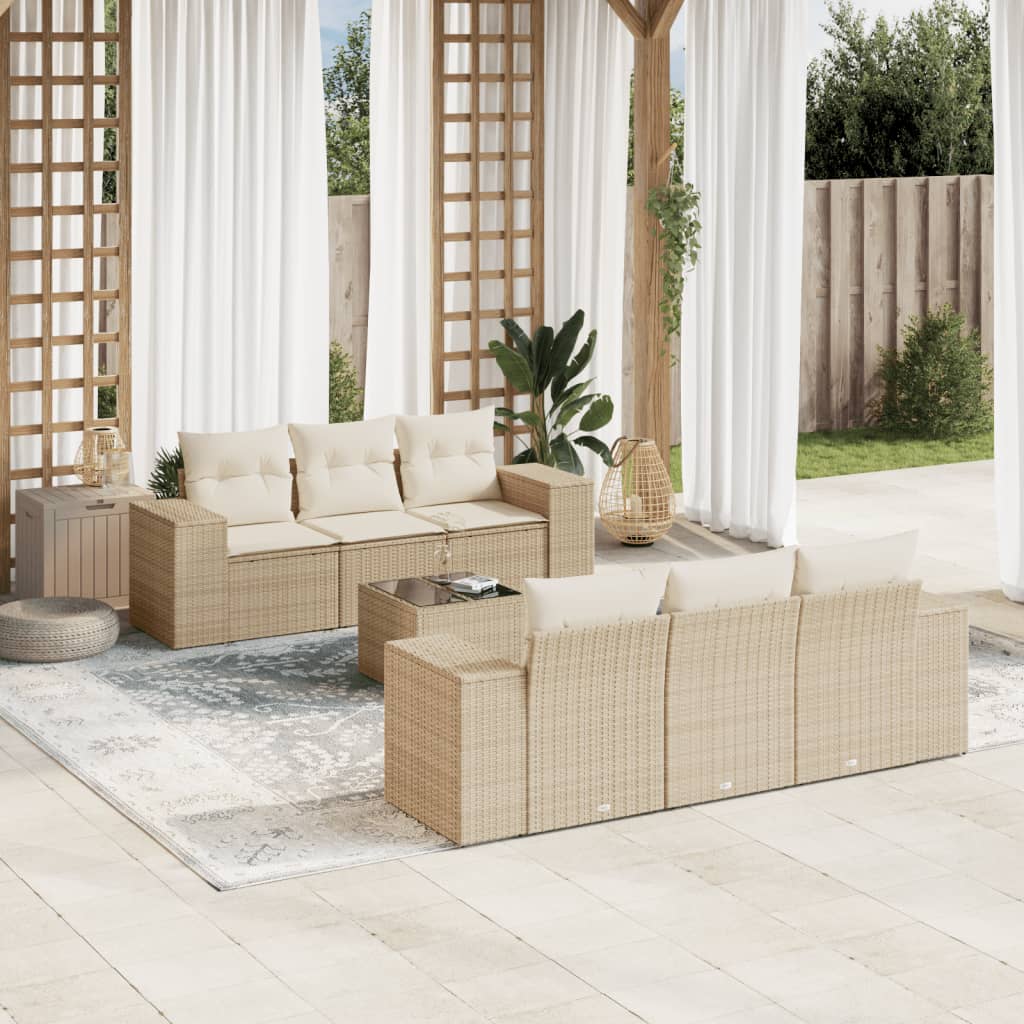 Sofasæt Til Haven 7 Dele Med Hynder Polyrattan - Hovedbillede