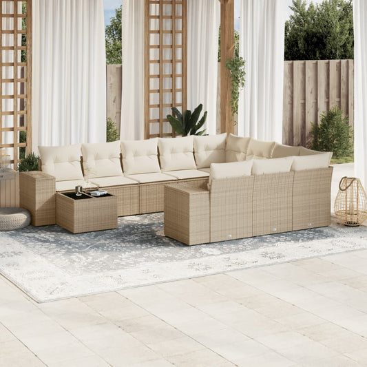 Sofasæt Til Haven 11 Dele Med Hynder Polyrattan Beige