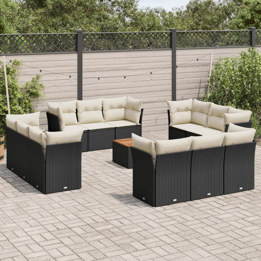 Sofasæt Til Haven 13 Dele Med Hynder Polyrattan Sort