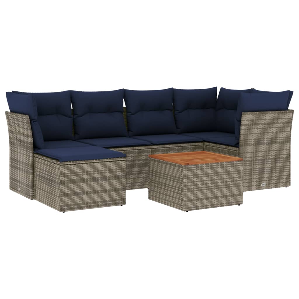 Havesofasæt Med 7 Dele Og Hynder Polyrattan - Billede 2