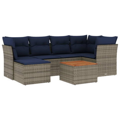 Havesofasæt Med 7 Dele Og Hynder Polyrattan - Billede 2