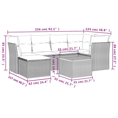 Havesofasæt Med 7 Dele Og Hynder Polyrattan - Billede 11