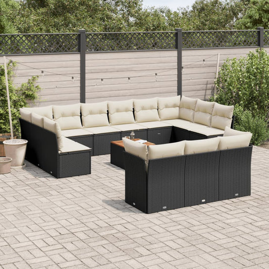 Sofasæt Til Haven 14 Dele Med Hynder Polyrattan Sort