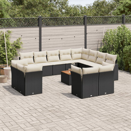 Sofasæt Til Haven 13 Dele Med Hynder Polyrattan Sort