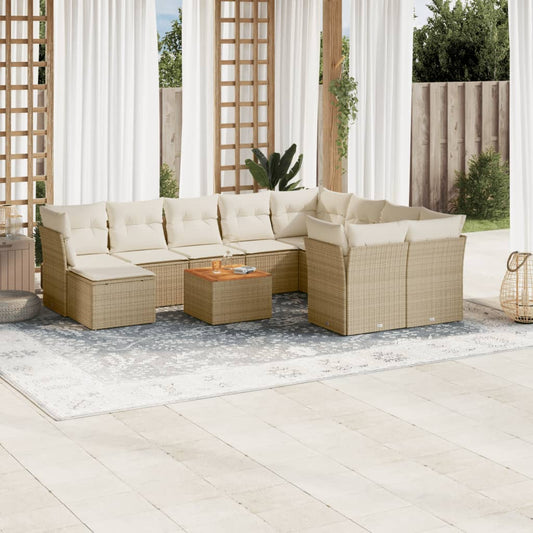 Sofasæt Til Haven 11 Dele Med Hynder Polyrattan Beige