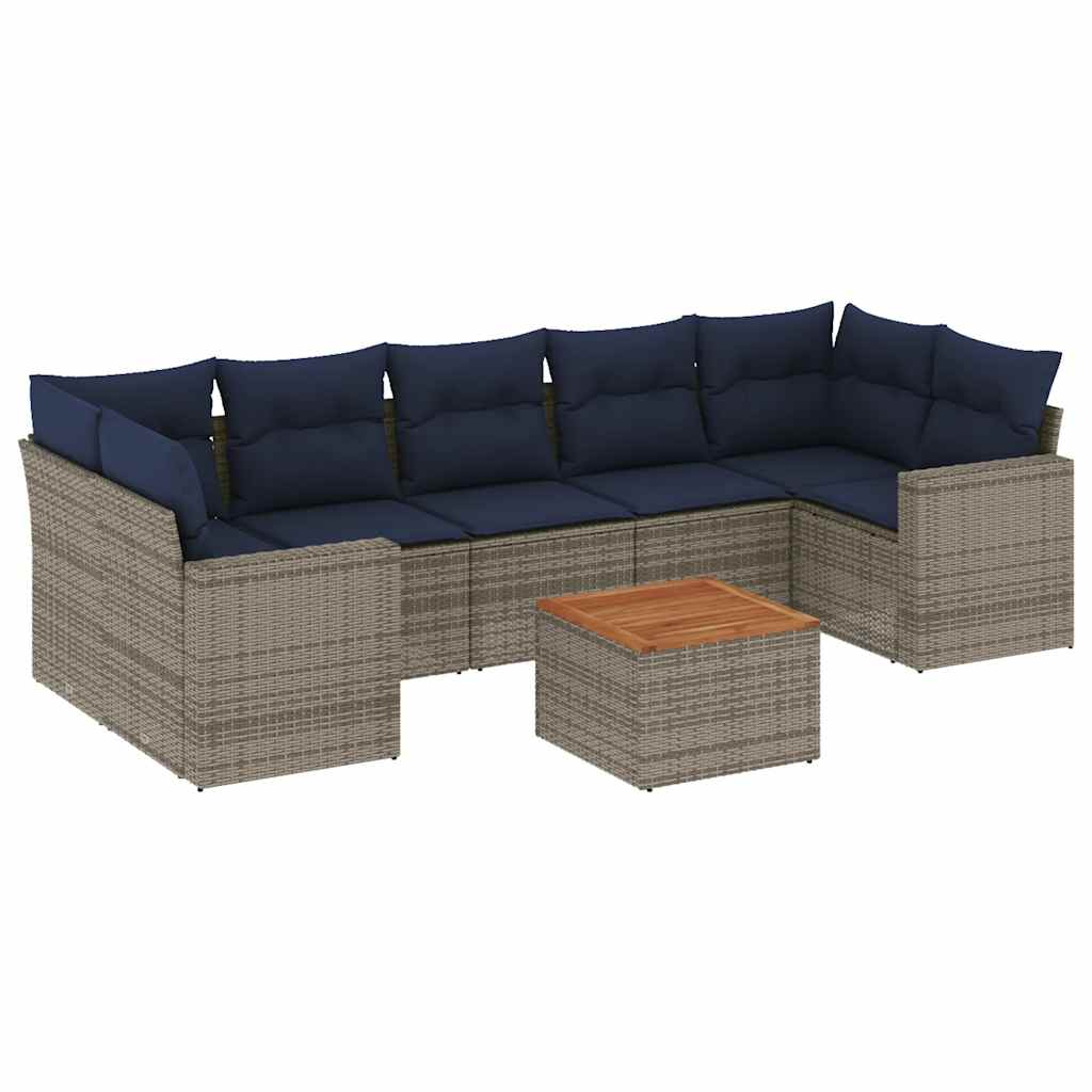 Sofasæt til Haven 8 Dele med Hynder Polyrattan Grå - billede 2