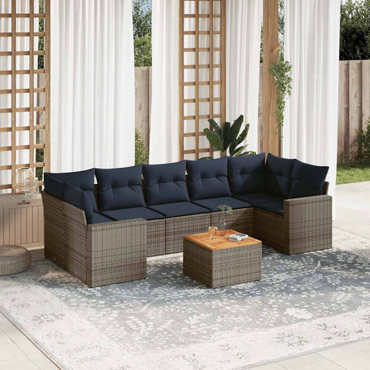 Sofasæt til Haven 8 Dele med Hynder Polyrattan Grå - hovedbillede