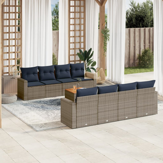 Sofasæt til Haven 9 Dele med Hynder Polyrattan Grå - hovedbillede