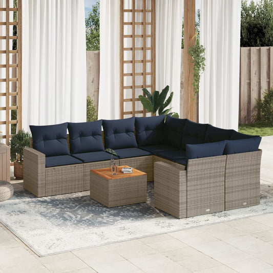Sofasæt til Haven 9 Dele med Hynder Polyrattan Grå - hovedbillede
