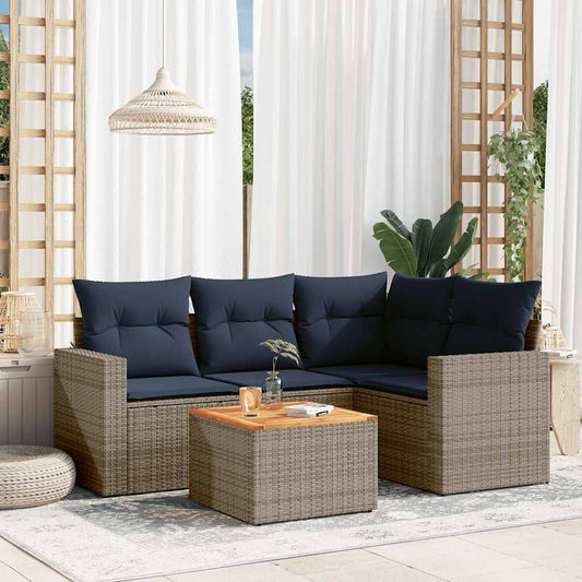 Sofasæt til Haven 5 Dele med Hynder Polyrattan Grå - hovedbillede