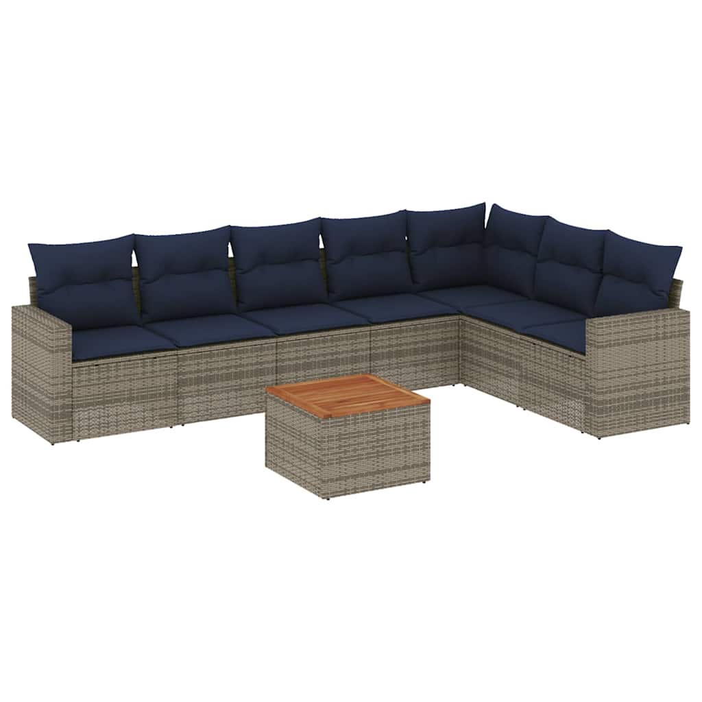 Sofasæt til Haven 8 Dele med Hynder Polyrattan Grå - billede 2