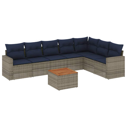 Sofasæt til Haven 8 Dele med Hynder Polyrattan Grå - billede 2