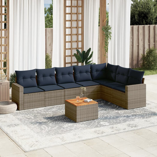 Sofasæt til Haven 8 Dele med Hynder Polyrattan Grå - hovedbillede