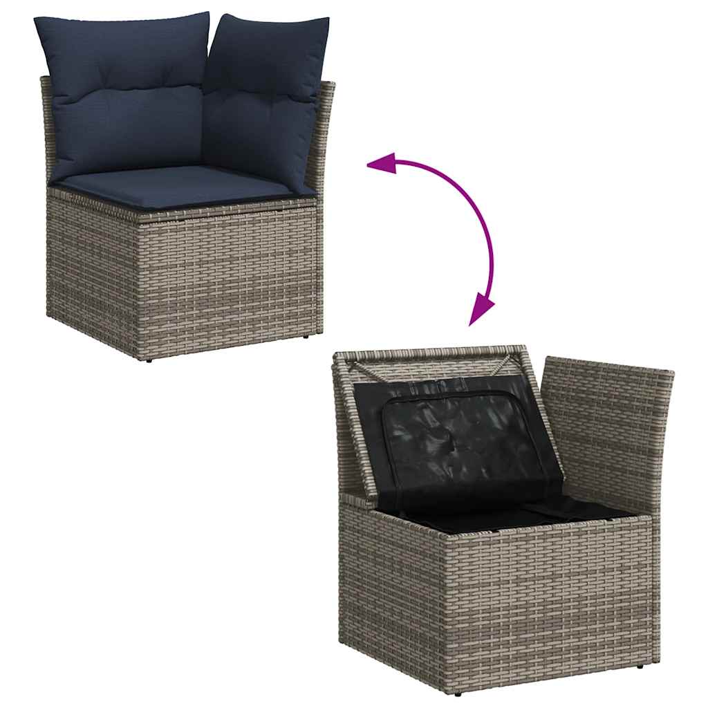 Loungesæt til Haven 11 Dele med Hynder Polyrattan Grå - billede 10