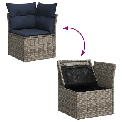 Loungesæt til Haven 11 Dele med Hynder Polyrattan Grå - billede 10