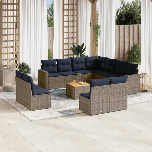 Sofasæt til Haven 12 Dele med Hynder Polyrattan Grå - hovedbillede