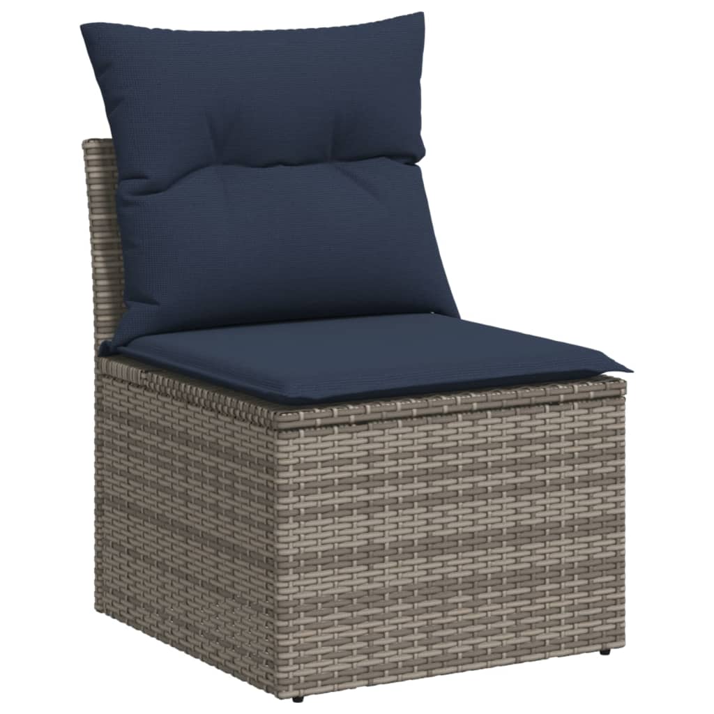Loungesæt til Haven 11 Dele med Hynder Polyrattan Grå - billede 3