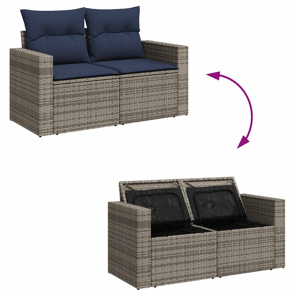 Loungesæt til Haven 11 Dele med Hynder Polyrattan Grå - billede 11