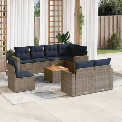 Sofasæt til Haven 9 Dele med Hynder Polyrattan Grå