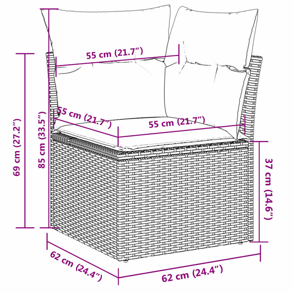 Loungesæt Til Haven 11 Dele Med Hynder Polyrattan - Billede 15